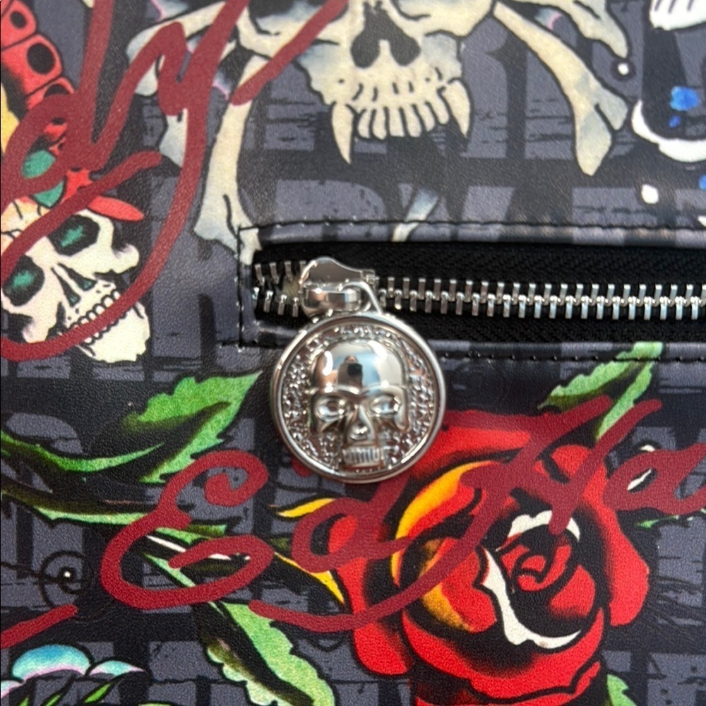Ed Hardy Black and Red Shoulder Bag with Tattoo-Inspired Design - Picture 11 of 11